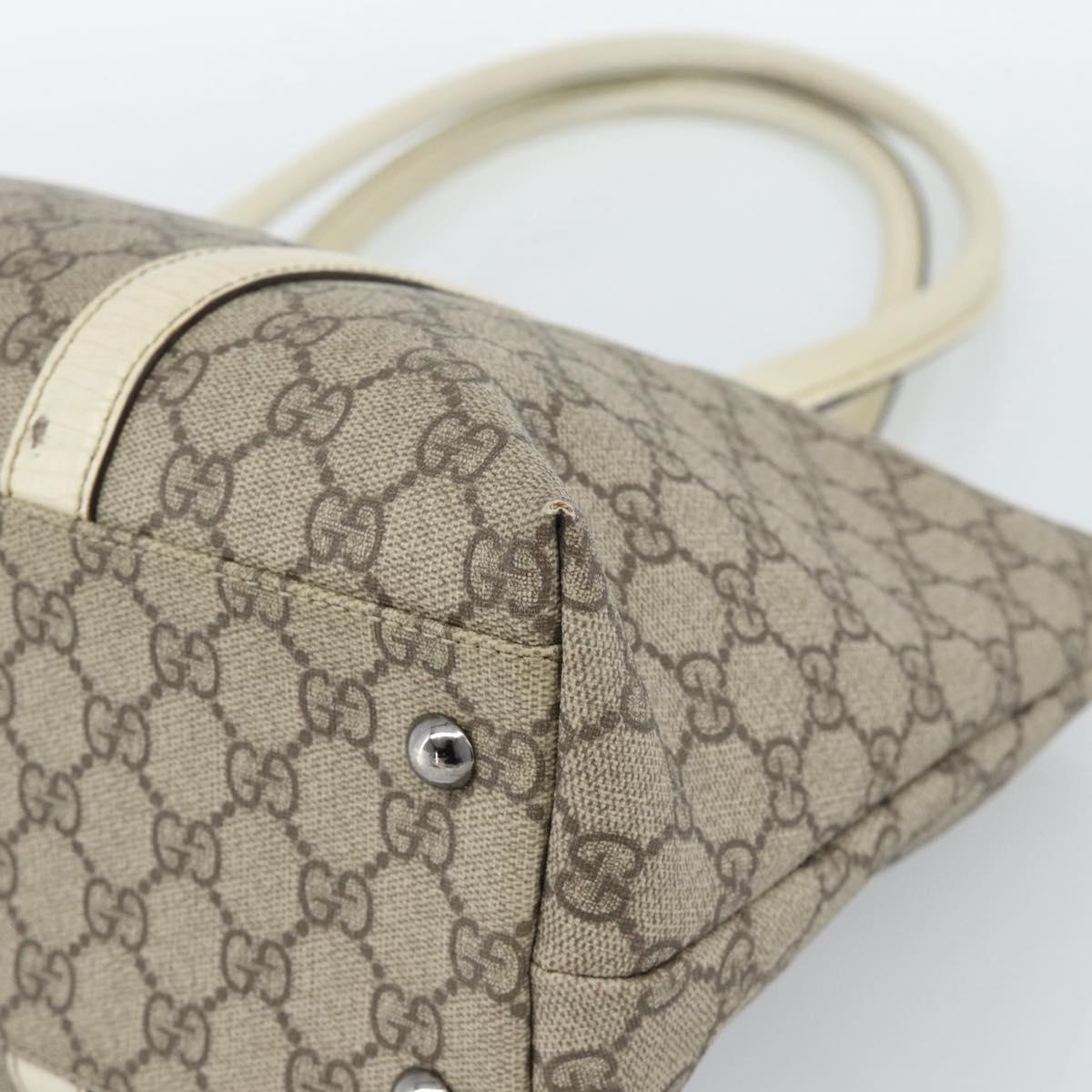 GUCCI GG Supreme Tote Bag PVC Beige Silver 114595 Auth BA13541