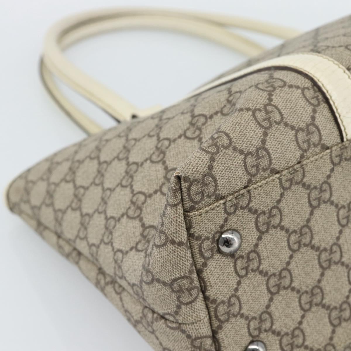 GUCCI GG Supreme Tote Bag PVC Beige Silver 114595 Auth BA13541