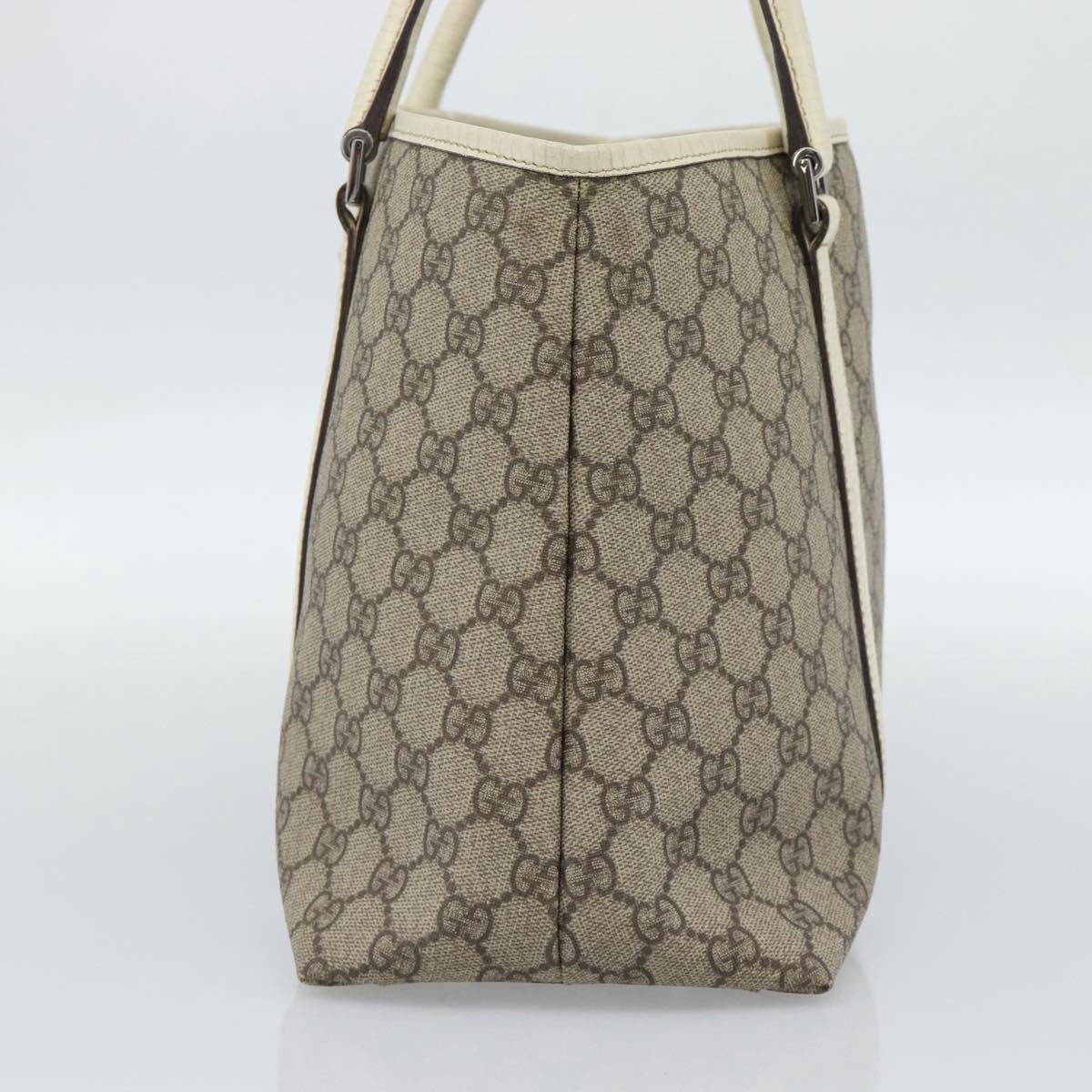 GUCCI GG Supreme Tote Bag PVC Beige Silver 114595 Auth BA13541