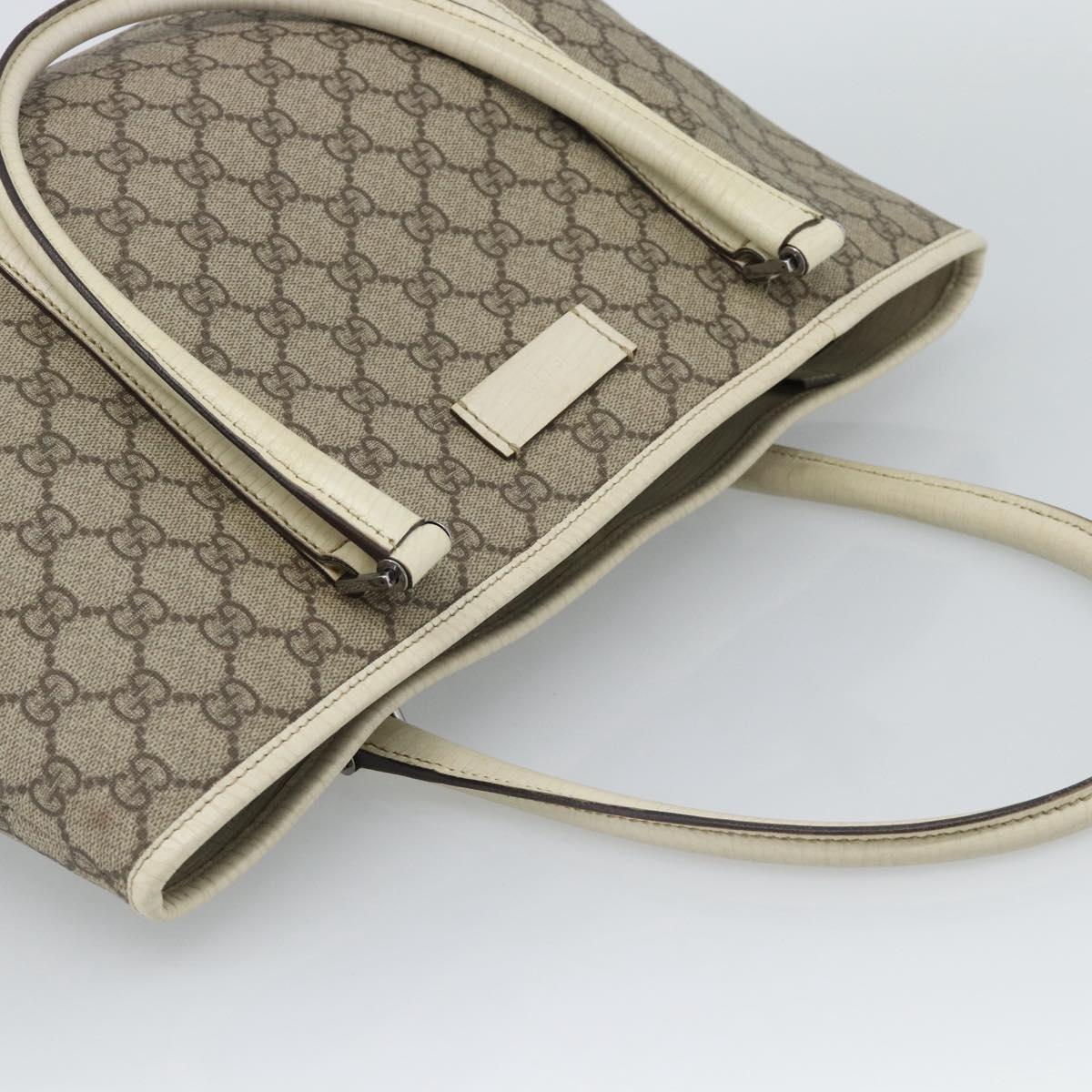 GUCCI GG Supreme Tote Bag PVC Beige Silver 114595 Auth BA13541