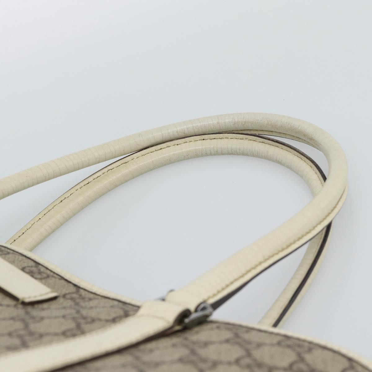 GUCCI GG Supreme Tote Bag PVC Beige Silver 114595 Auth BA13541