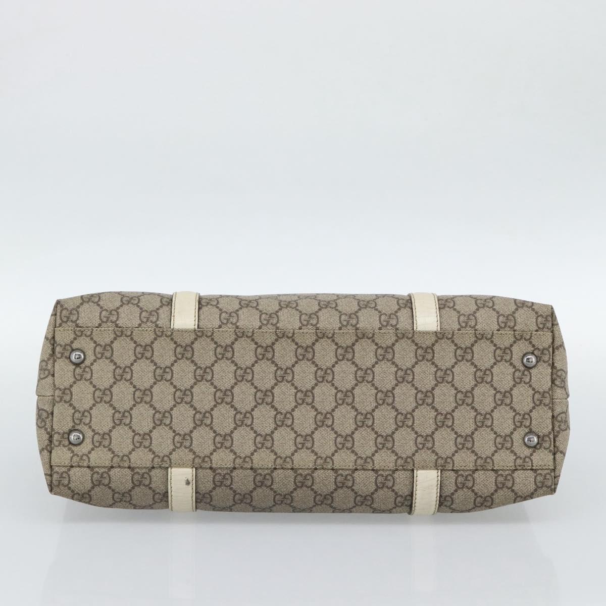 GUCCI GG Supreme Tote Bag PVC Beige Silver 114595 Auth BA13541