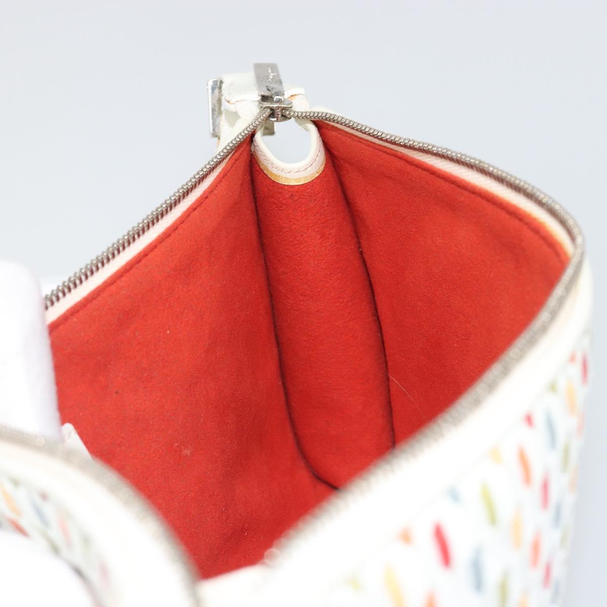 Salvatore Ferragamo Gancini Shoulder Bag Leather White Silver Auth BA13542V