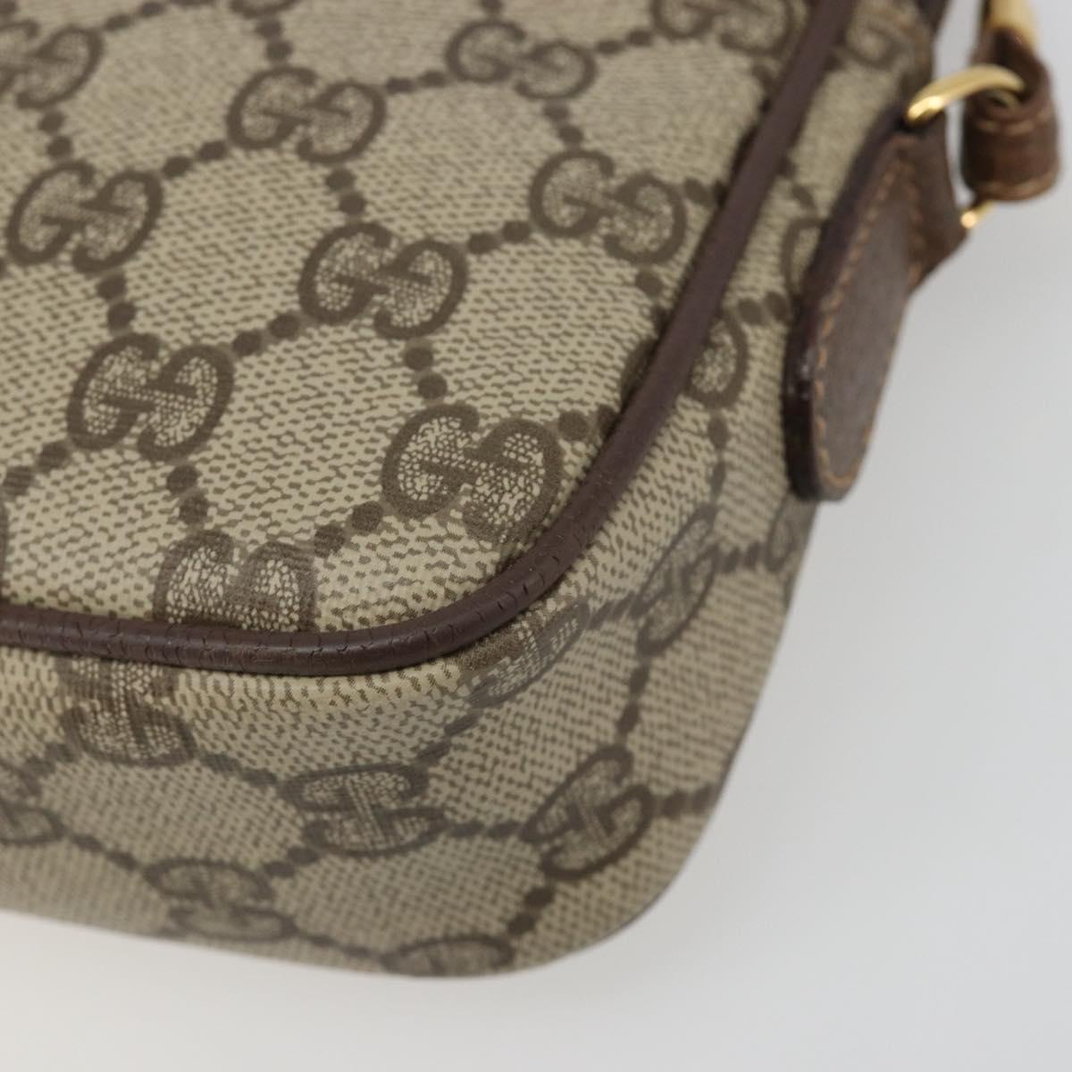 GUCCI GG Supreme Shoulder Bag PVC Beige Gold Auth BA13547