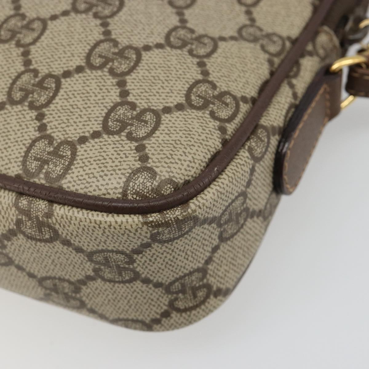 GUCCI GG Supreme Shoulder Bag PVC Beige Gold Auth BA13547