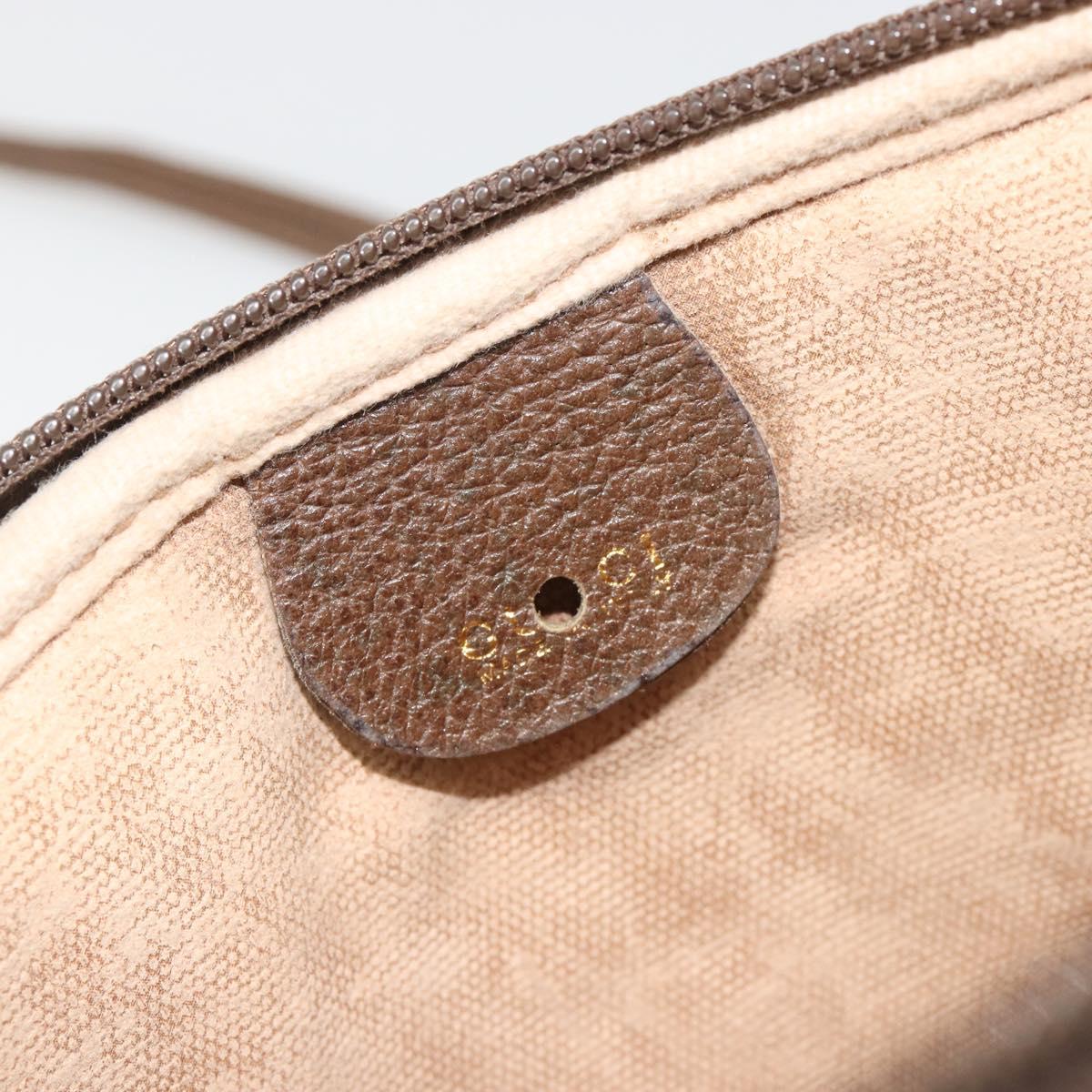 GUCCI GG Supreme Shoulder Bag PVC Beige Gold Auth BA13547