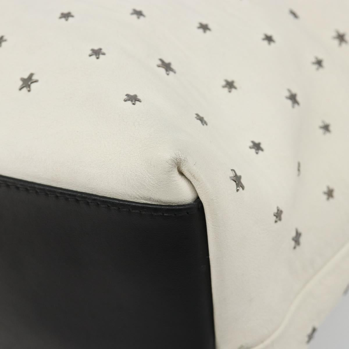 Jimmy Choo Studs Tote Bag Leather White Silver Auth BA13552