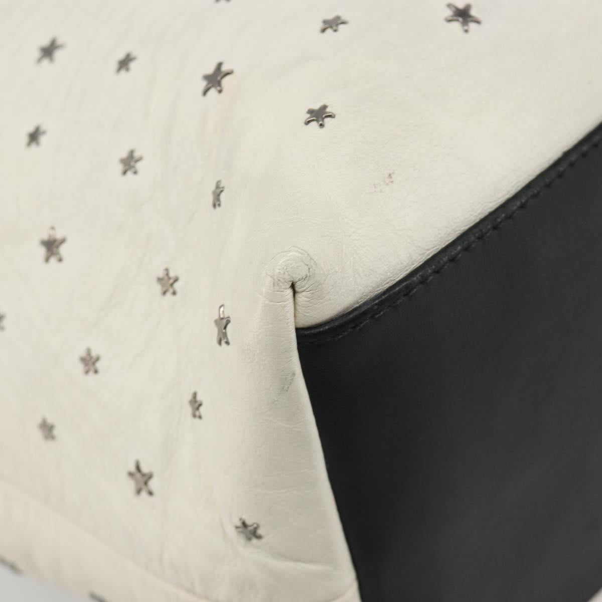 Jimmy Choo Studs Tote Bag Leather White Silver Auth BA13552