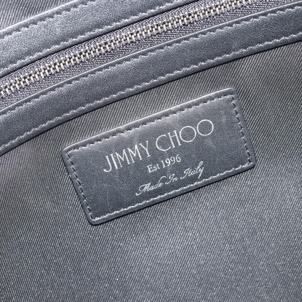 Jimmy Choo Studs Tote Bag Leather White Silver Auth BA13552