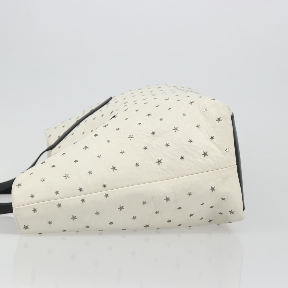 Jimmy Choo Studs Tote Bag Leather White Silver Auth BA13552
