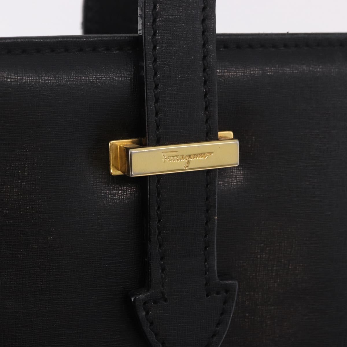 Salvatore Ferragamo Business Bag Leather Black Gold Auth BA13557
