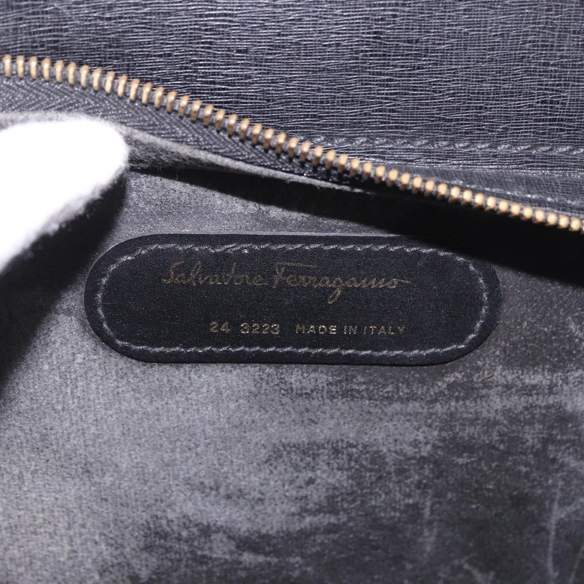 Salvatore Ferragamo Business Bag Leather Black Gold Auth BA13557