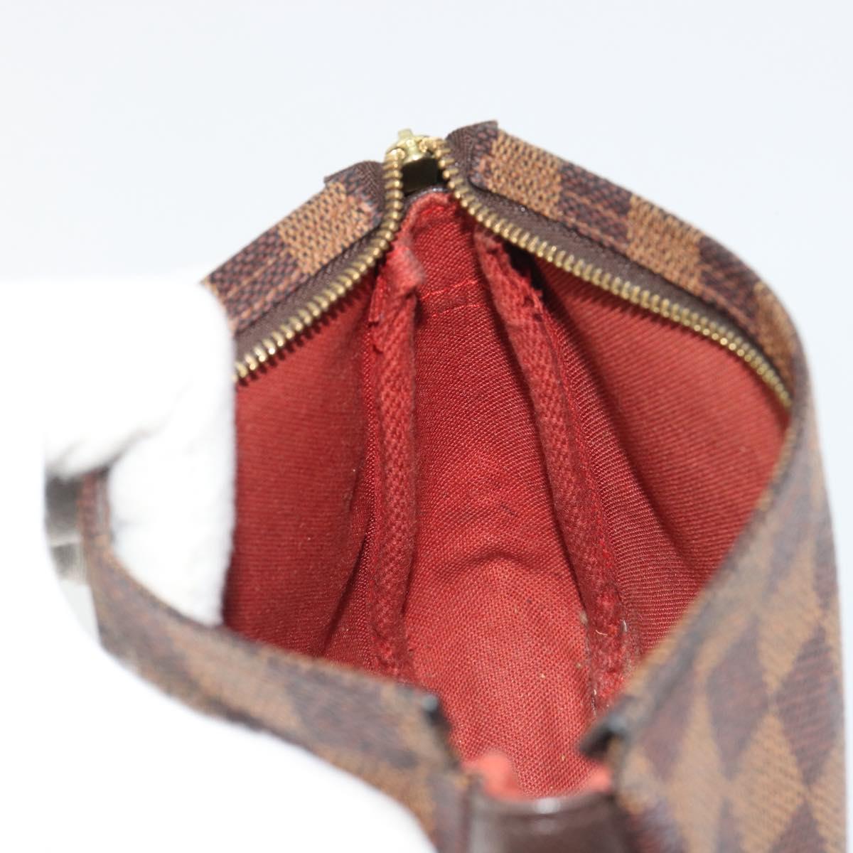 LOUIS VUITTON Damier Ebene Trousse Makeup Pouch N51982 LV Auth BA13565