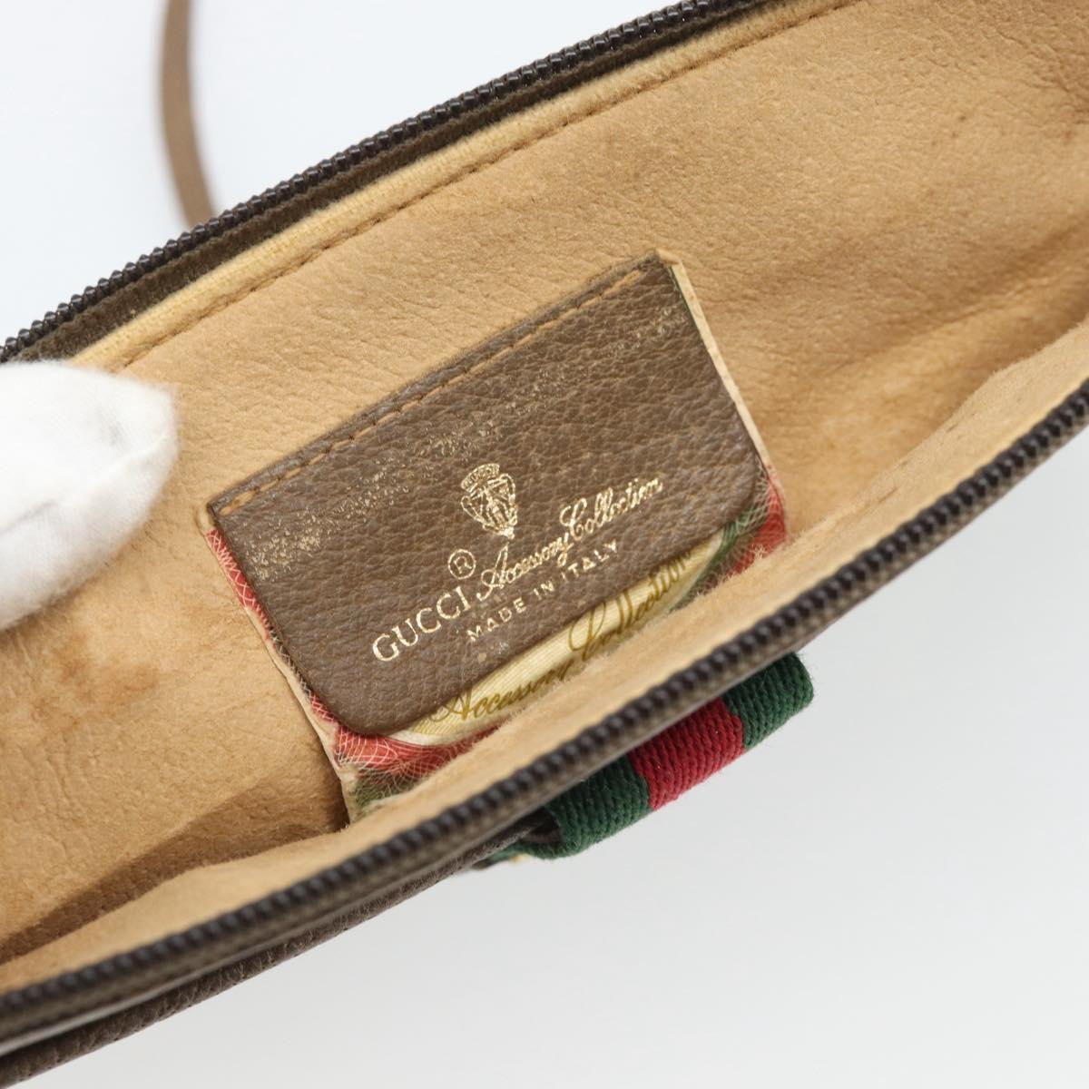 GUCCI GG Supreme Web Sherry Line Bag PVC Beige Gold 904 02 026 Auth BA13567