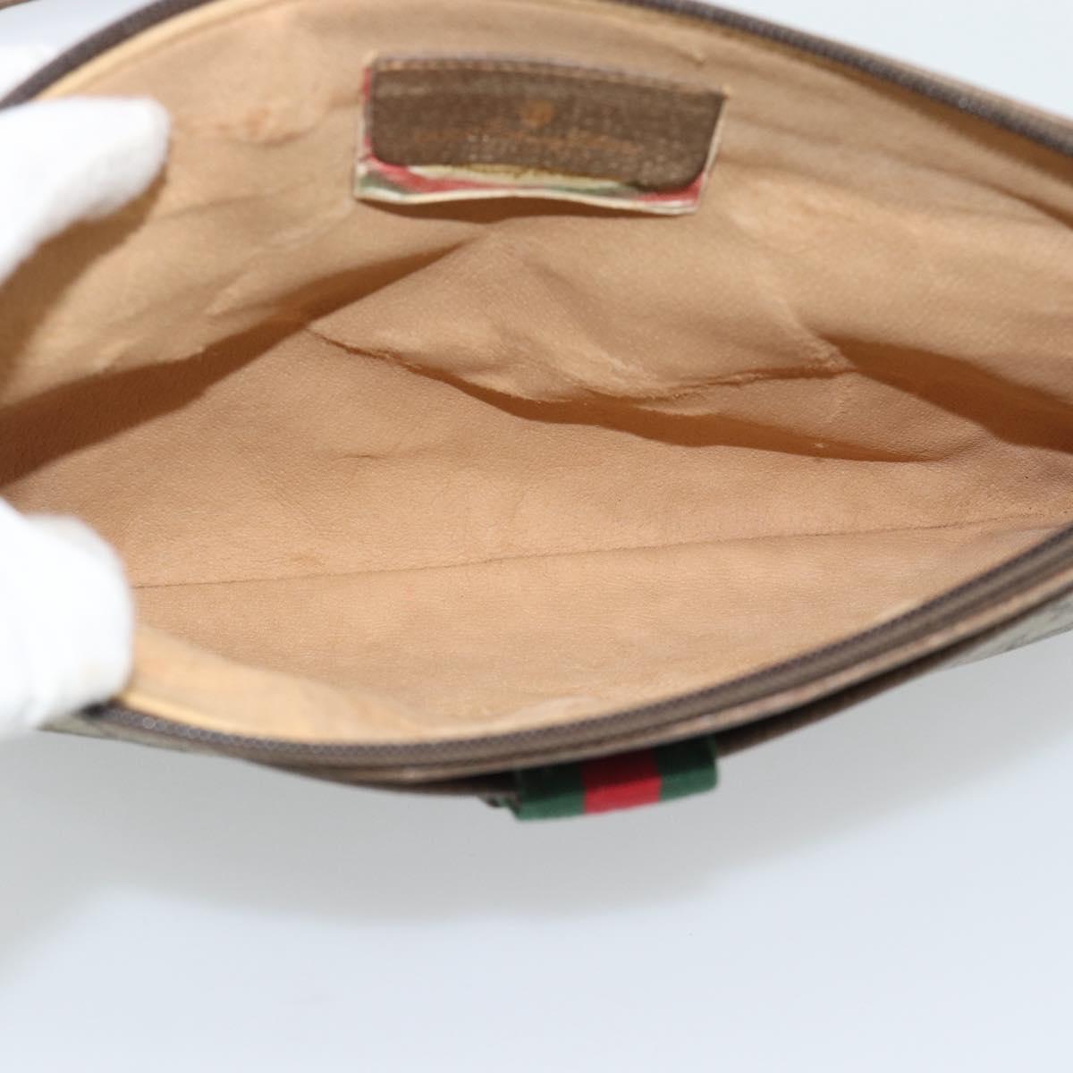 GUCCI GG Supreme Web Sherry Line Bag PVC Beige Gold 904 02 026 Auth BA13567