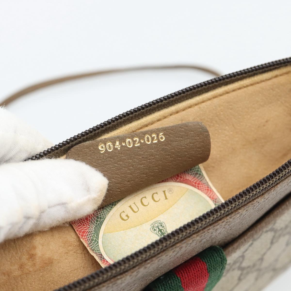 GUCCI GG Supreme Web Sherry Line Bag PVC Beige Gold 904 02 026 Auth BA13567