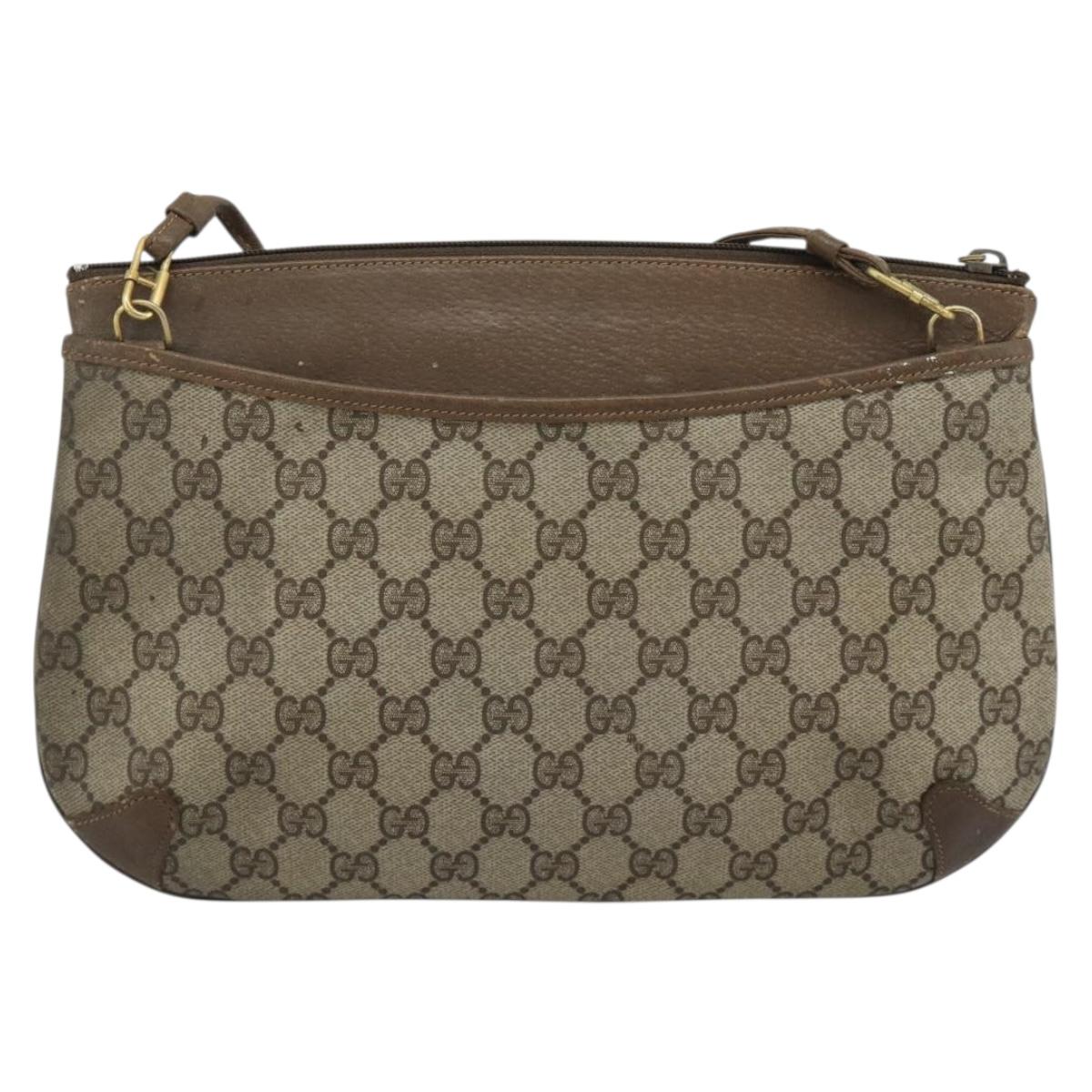 GUCCI GG Supreme Web Sherry Line Bag PVC Beige Gold 904 02 026 Auth BA13567