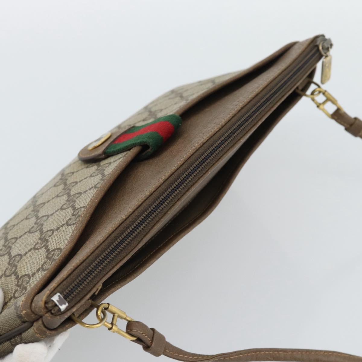 GUCCI GG Supreme Web Sherry Line Bag PVC Beige Gold 904 02 026 Auth BA13567