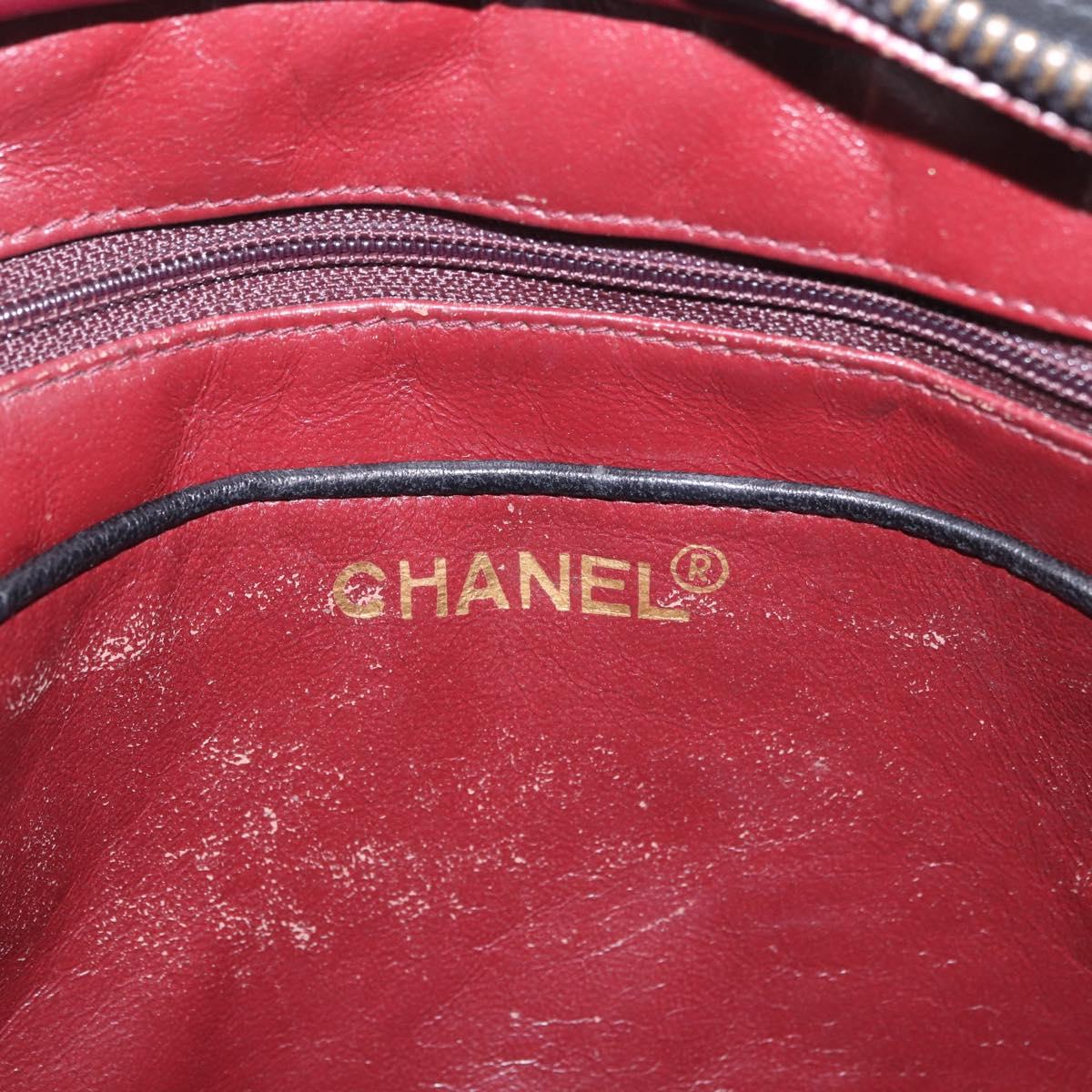 CHANEL Chain Shoulder Bag Lamb Skin Black Gold CC Auth BA13568