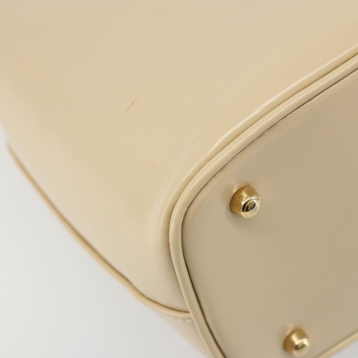 GUCCI Bamboo Hand Bag Leather Ivory Gold Auth BA13570