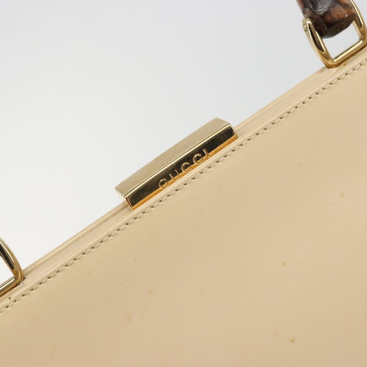 GUCCI Bamboo Hand Bag Leather Ivory Gold Auth BA13570