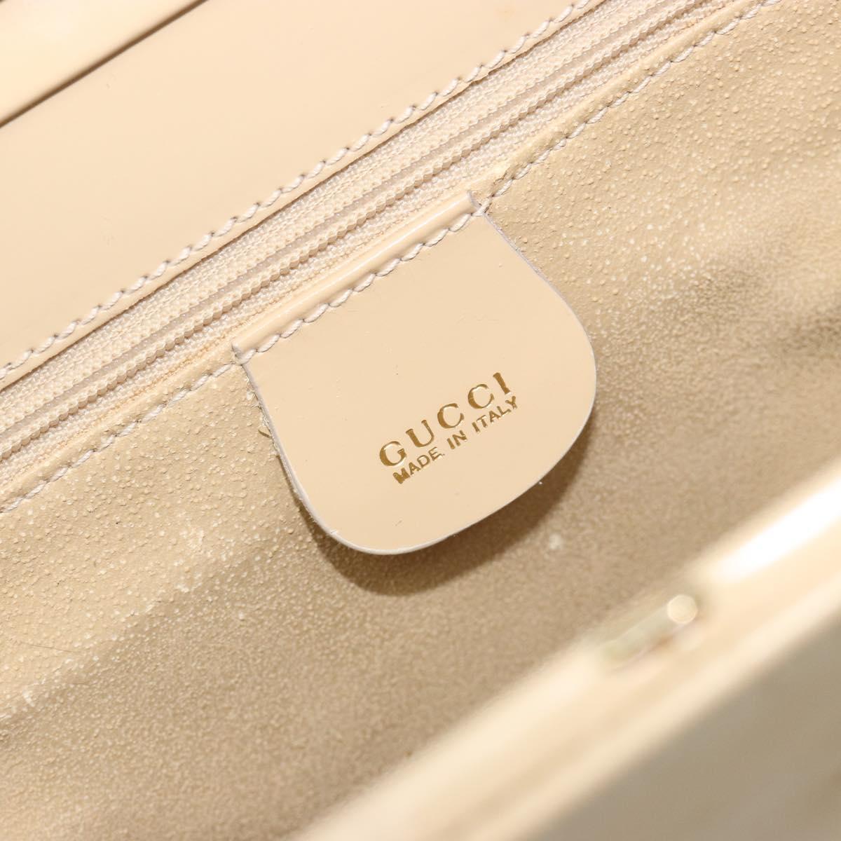 GUCCI Bamboo Hand Bag Leather Ivory Gold Auth BA13570