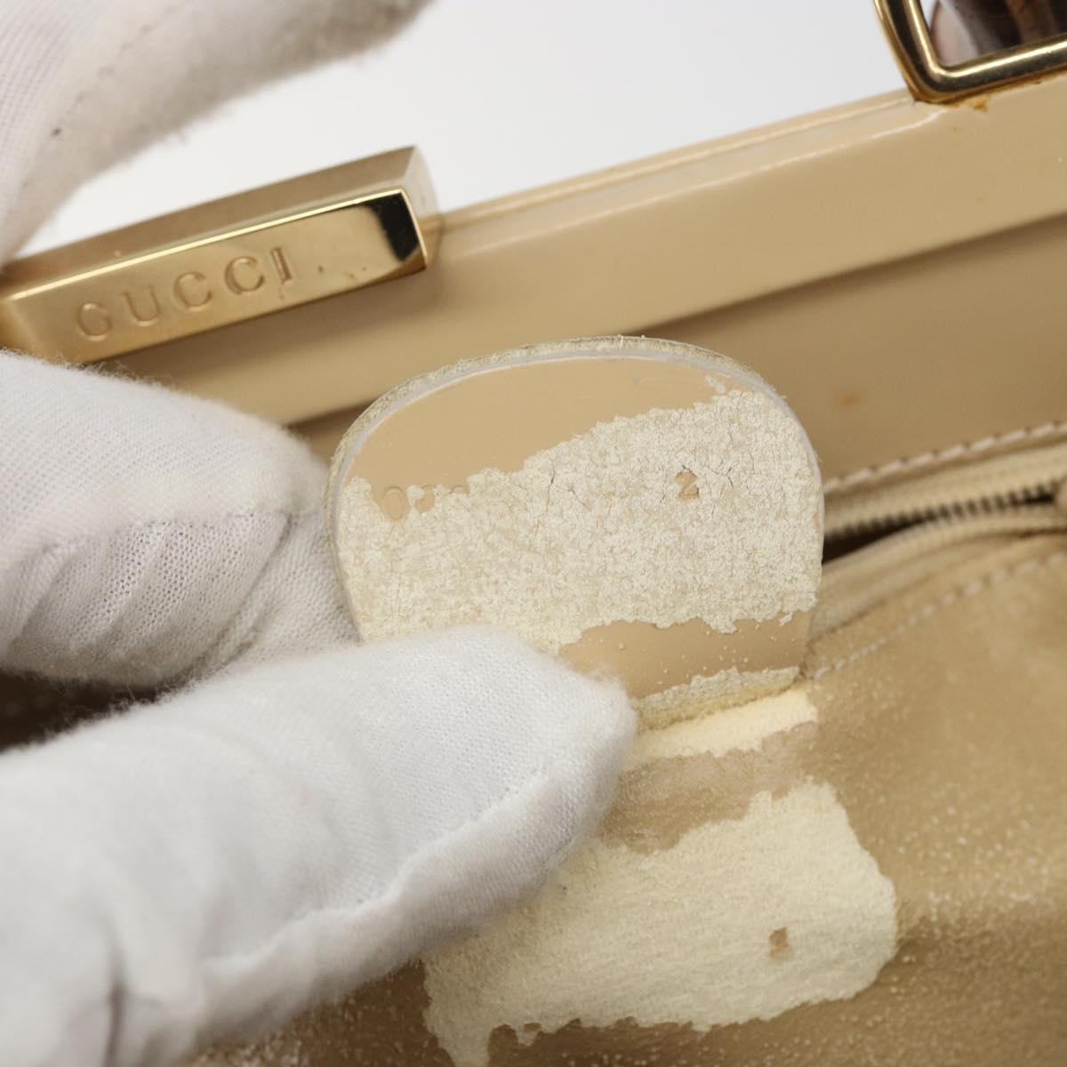 GUCCI Bamboo Hand Bag Leather Ivory Gold Auth BA13570
