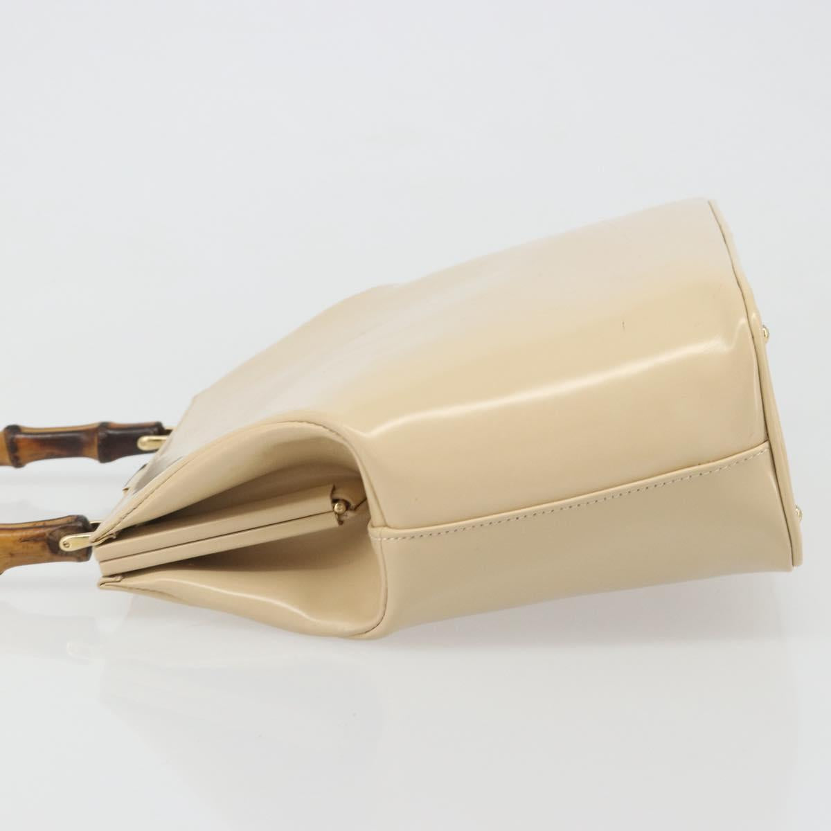 GUCCI Bamboo Hand Bag Leather Ivory Gold Auth BA13570
