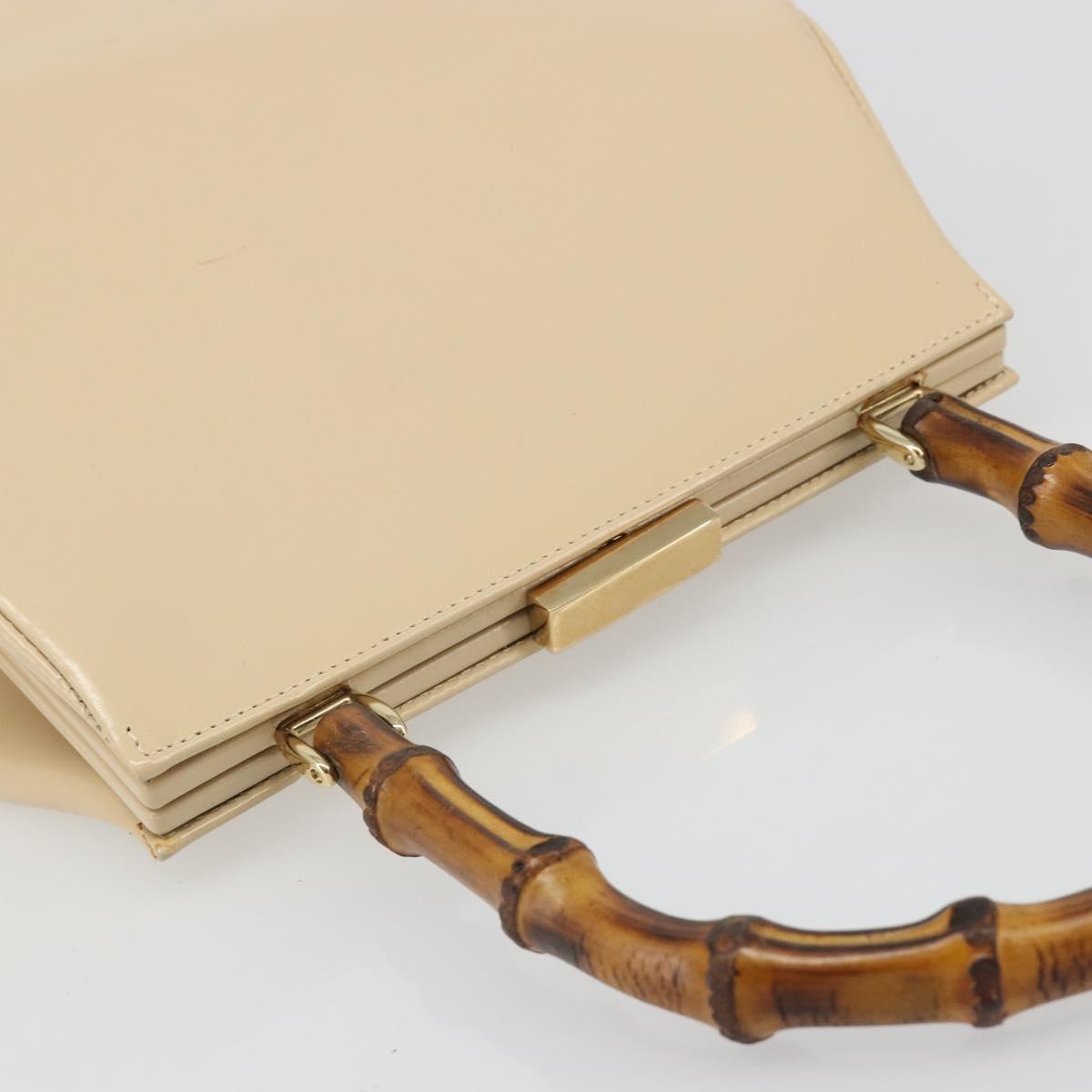 GUCCI Bamboo Hand Bag Leather Ivory Gold Auth BA13570