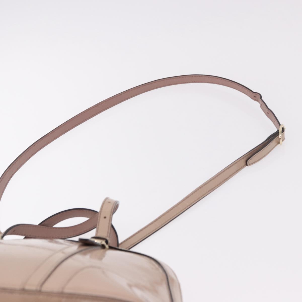 GUCCI Micro GG Canvas Bag Patent Leather 2way Beige Gold 309617 Auth BA13572