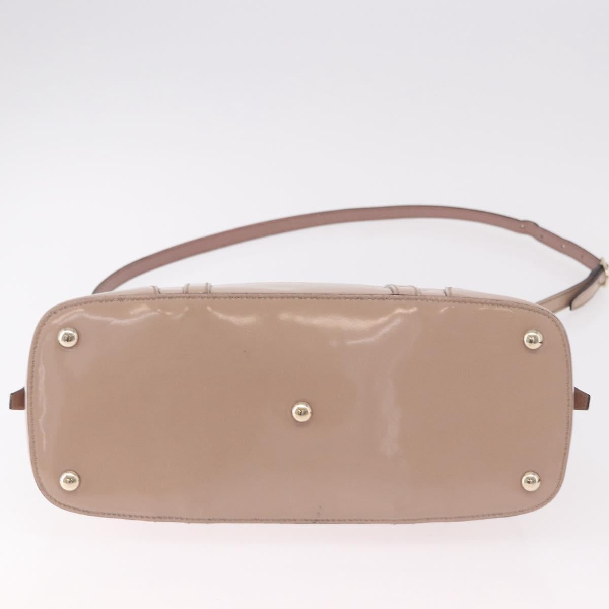 GUCCI Micro GG Canvas Bag Patent Leather 2way Beige Gold 309617 Auth BA13572