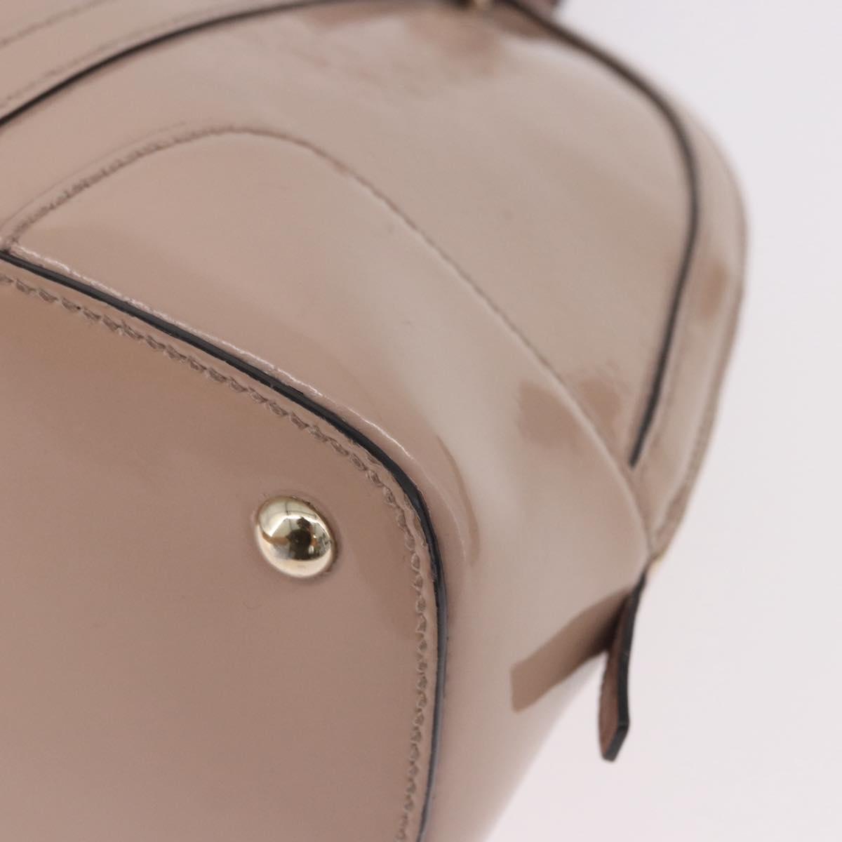 GUCCI Micro GG Canvas Bag Patent Leather 2way Beige Gold 309617 Auth BA13572