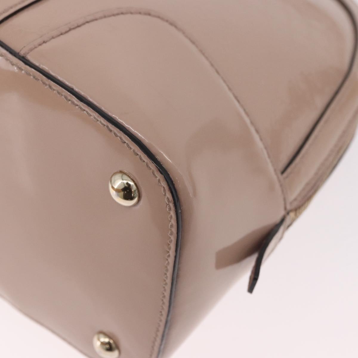 GUCCI Micro GG Canvas Bag Patent Leather 2way Beige Gold 309617 Auth BA13572