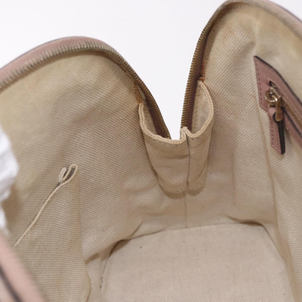 GUCCI Micro GG Canvas Bag Patent Leather 2way Beige Gold 309617 Auth BA13572