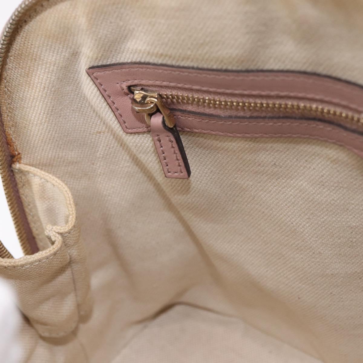GUCCI Micro GG Canvas Bag Patent Leather 2way Beige Gold 309617 Auth BA13572
