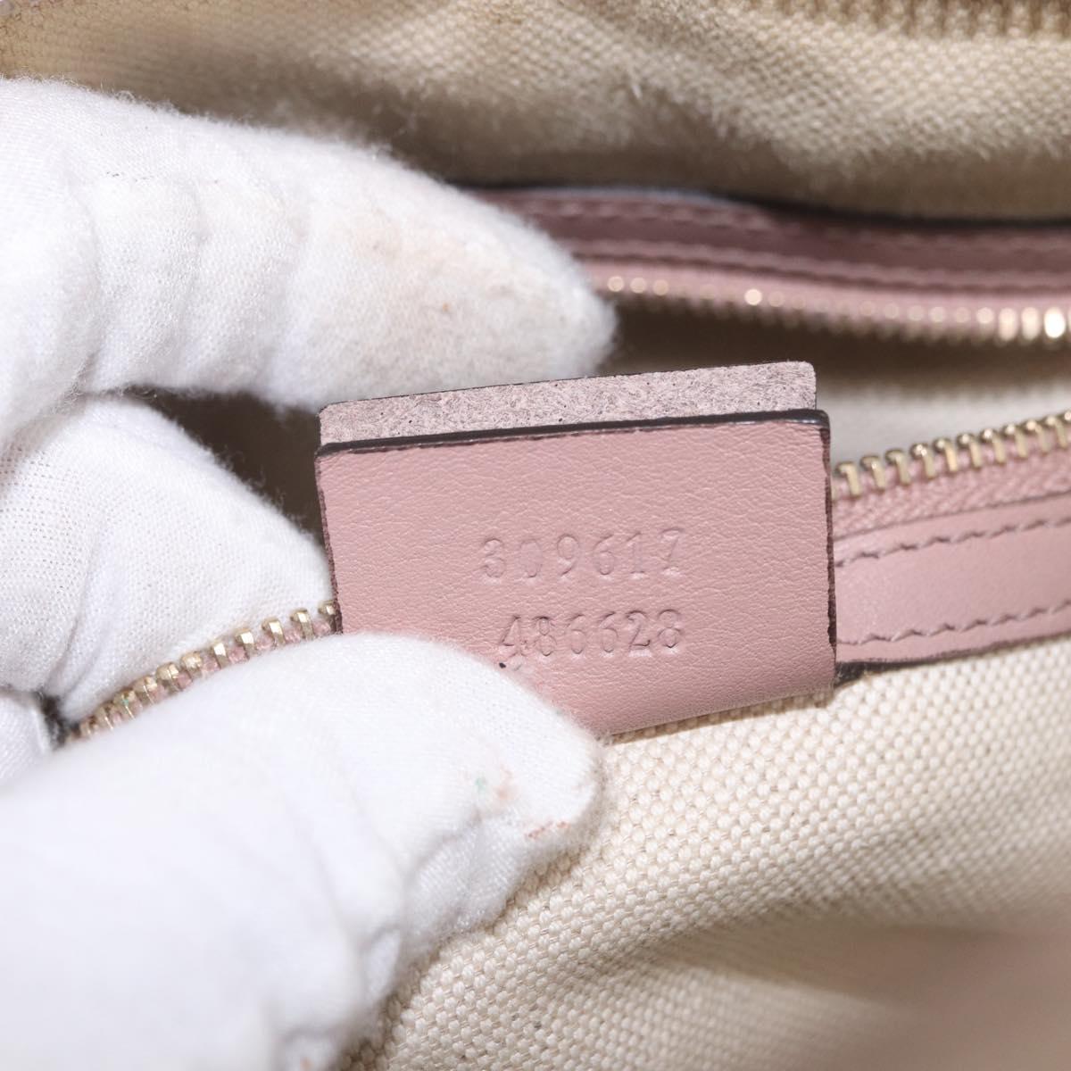 GUCCI Micro GG Canvas Bag Patent Leather 2way Beige Gold 309617 Auth BA13572