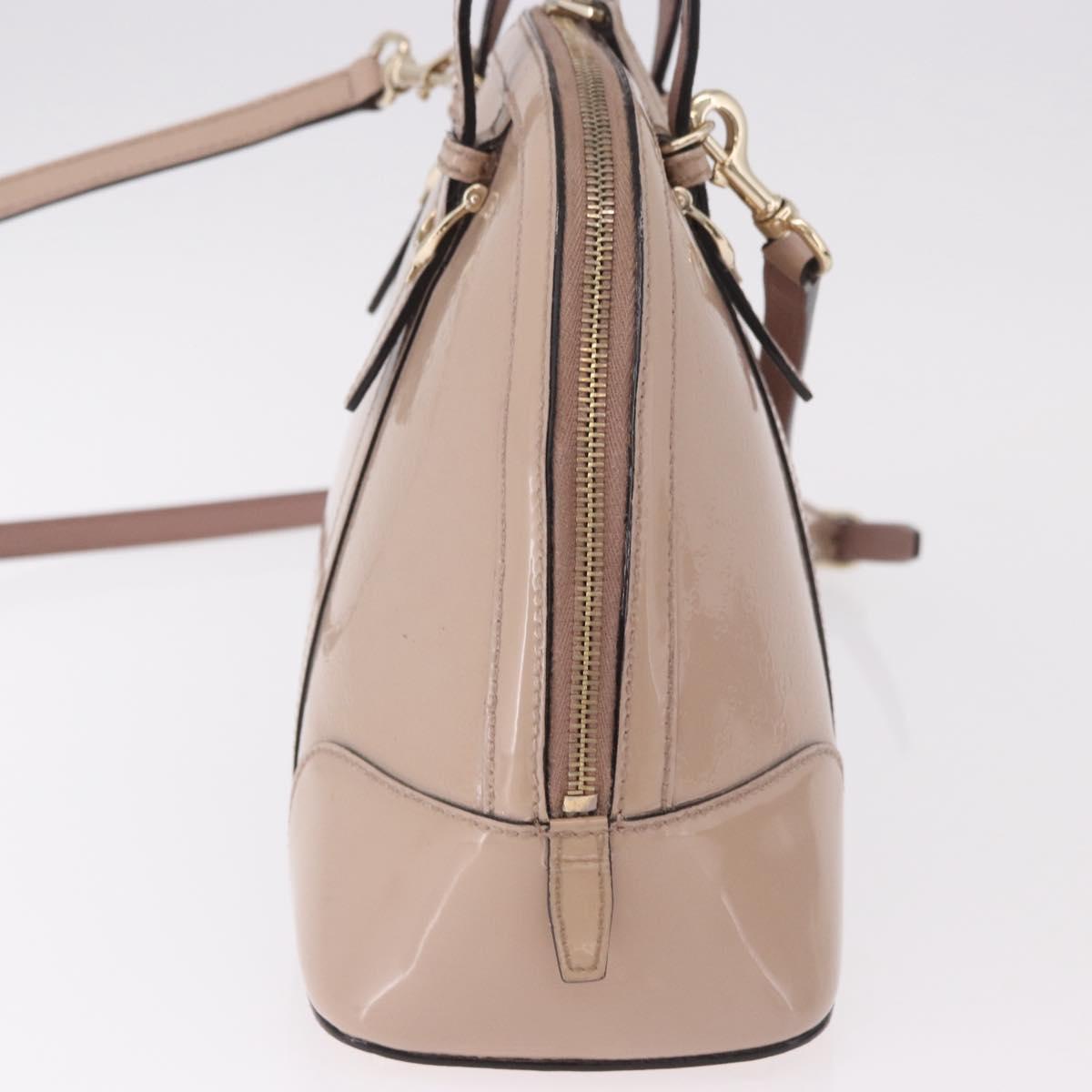 GUCCI Micro GG Canvas Bag Patent Leather 2way Beige Gold 309617 Auth BA13572