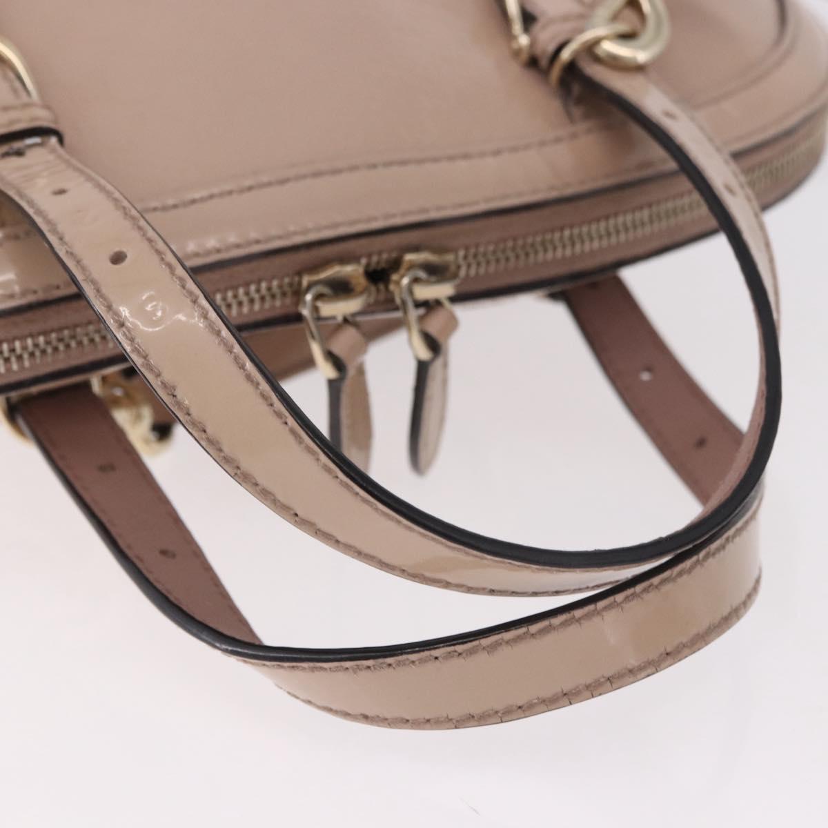 GUCCI Micro GG Canvas Bag Patent Leather 2way Beige Gold 309617 Auth BA13572