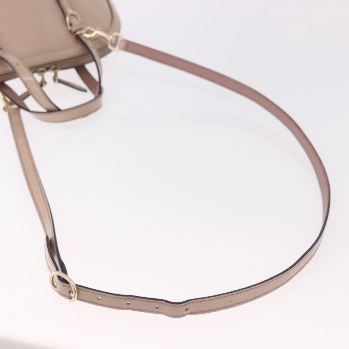 GUCCI Micro GG Canvas Bag Patent Leather 2way Beige Gold 309617 Auth BA13572