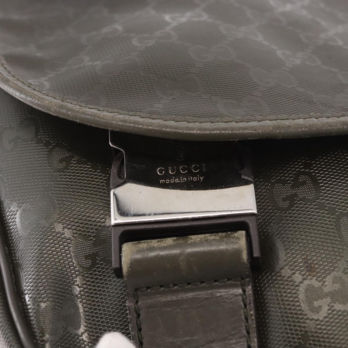 GUCCI GG Implementation Shoulder Bag PVC Khaki Silver 201732 Auth BA13574