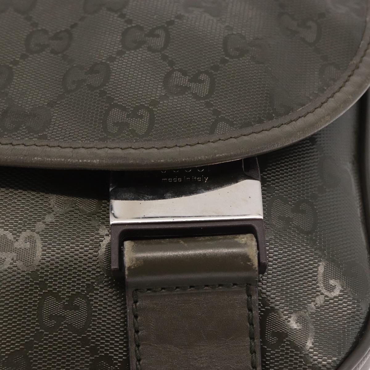 GUCCI GG Implementation Shoulder Bag PVC Khaki Silver 201732 Auth BA13574