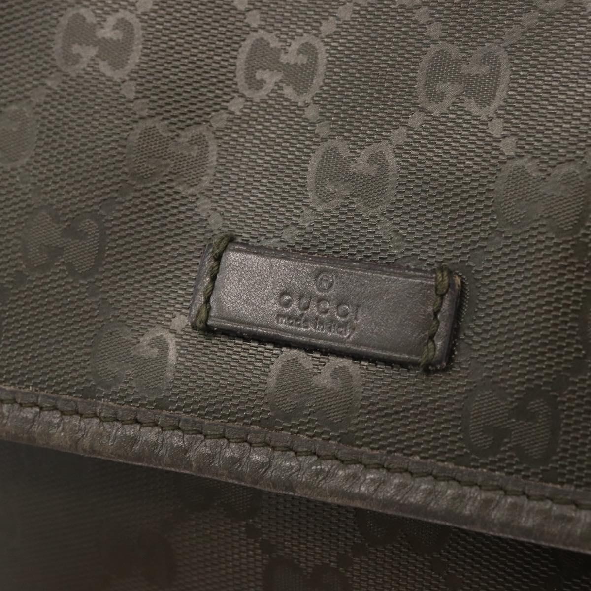GUCCI GG Implementation Shoulder Bag PVC Khaki Silver 201732 Auth BA13574