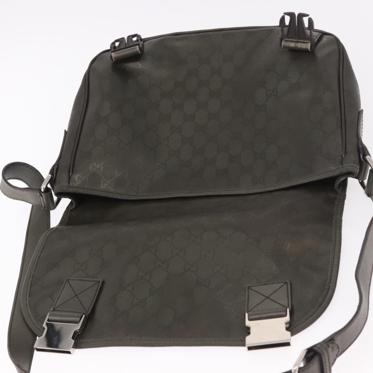 GUCCI GG Implementation Shoulder Bag PVC Khaki Silver 201732 Auth BA13574