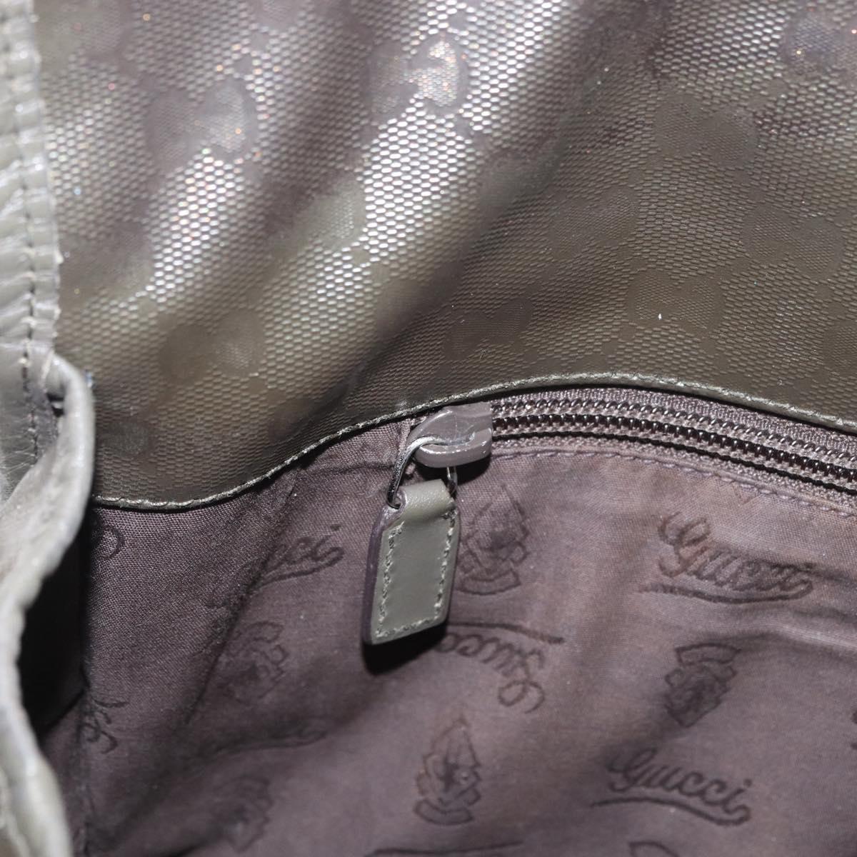 GUCCI GG Implementation Shoulder Bag PVC Khaki Silver 201732 Auth BA13574
