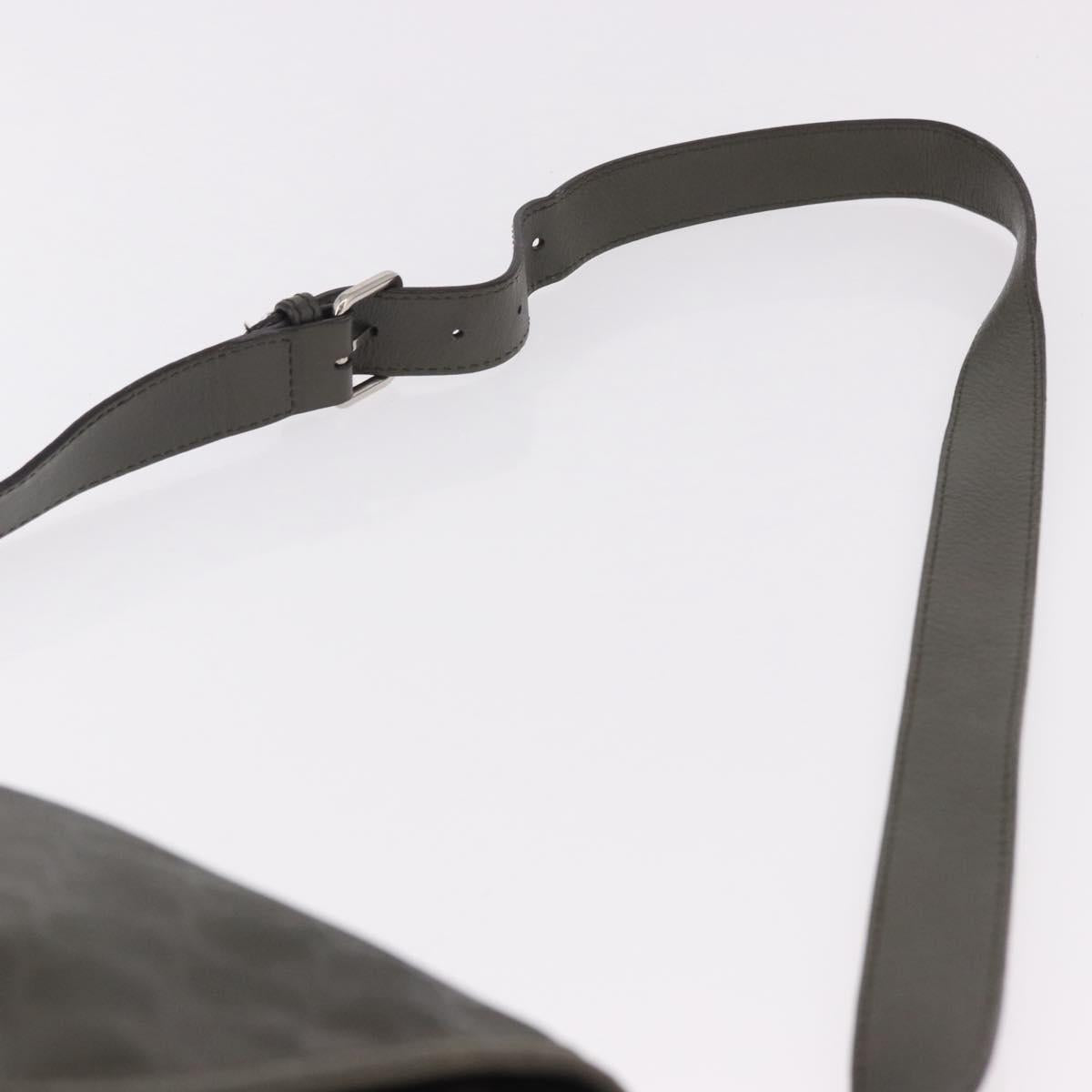 GUCCI GG Implementation Shoulder Bag PVC Khaki Silver 201732 Auth BA13574