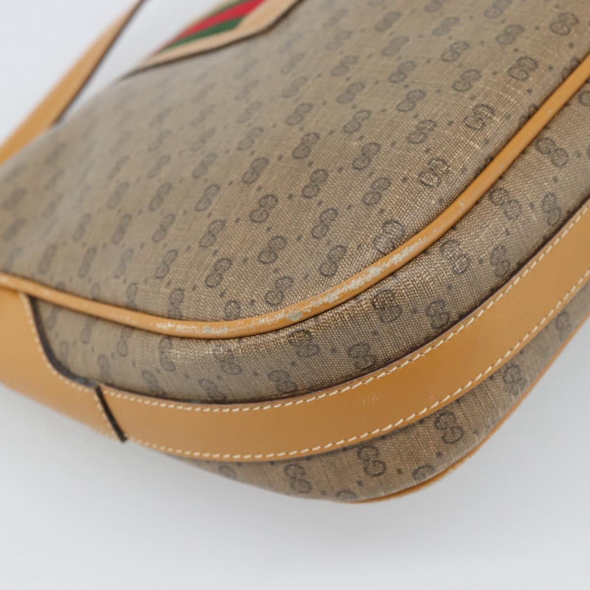 GUCCI Micro GG Supreme Web Sherry Line Bag Leather Beige Auth BA13575