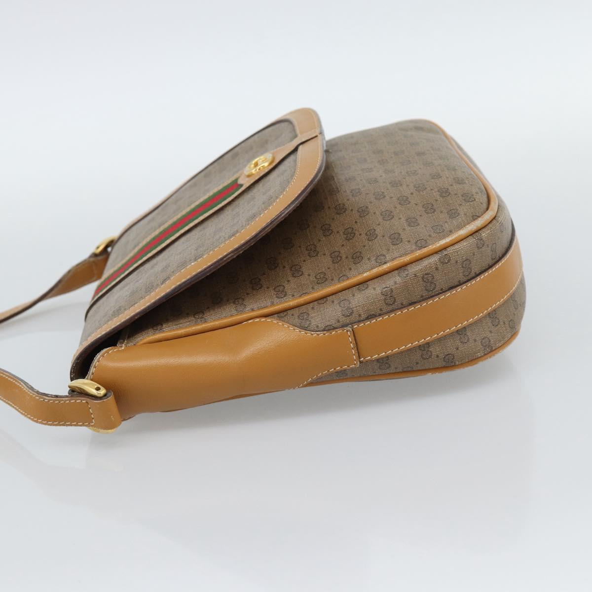 GUCCI Micro GG Supreme Web Sherry Line Bag Leather Beige Auth BA13575