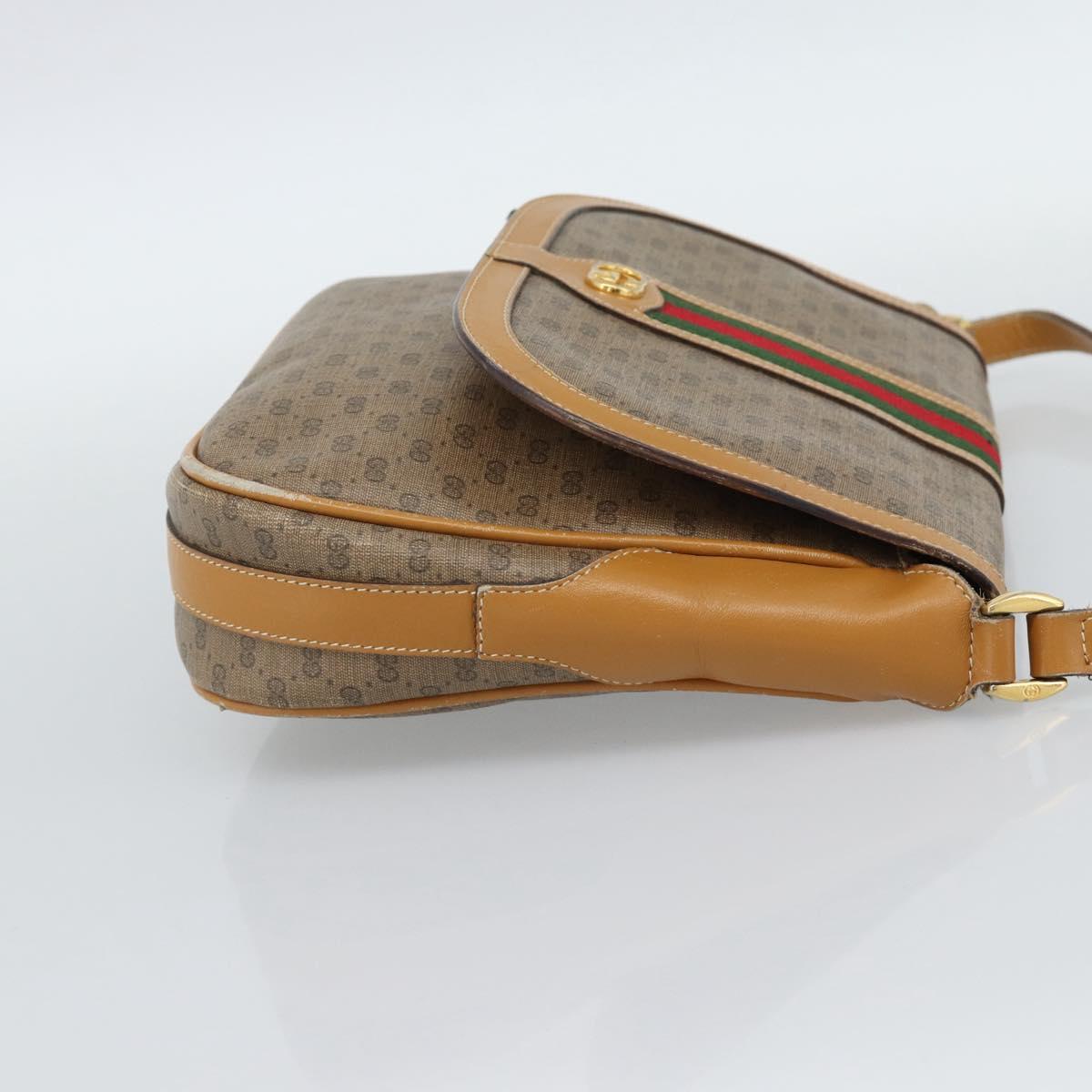 GUCCI Micro GG Supreme Web Sherry Line Bag Leather Beige Auth BA13575