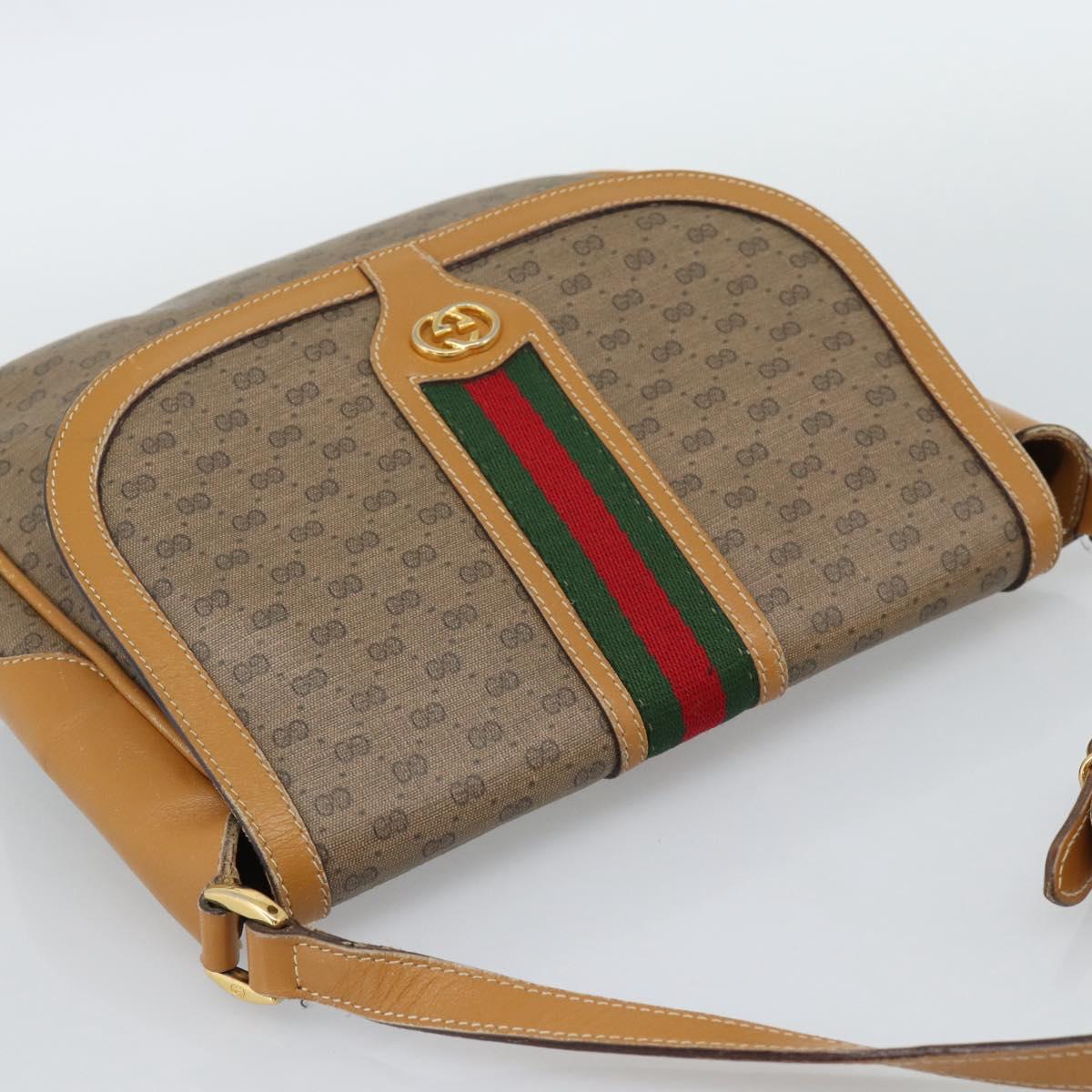 GUCCI Micro GG Supreme Web Sherry Line Bag Leather Beige Auth BA13575