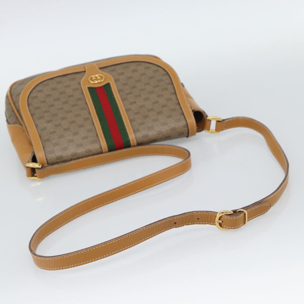 GUCCI Micro GG Supreme Web Sherry Line Bag Leather Beige Auth BA13575